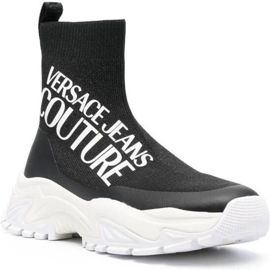 Versace Jeans Couture Soksneakers met logoprint Zwart