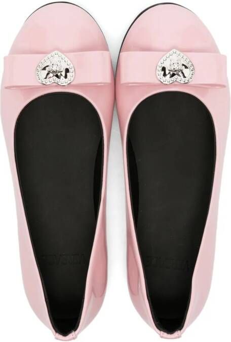 Versace Kids Leren ballerina's met strik-detail Roze