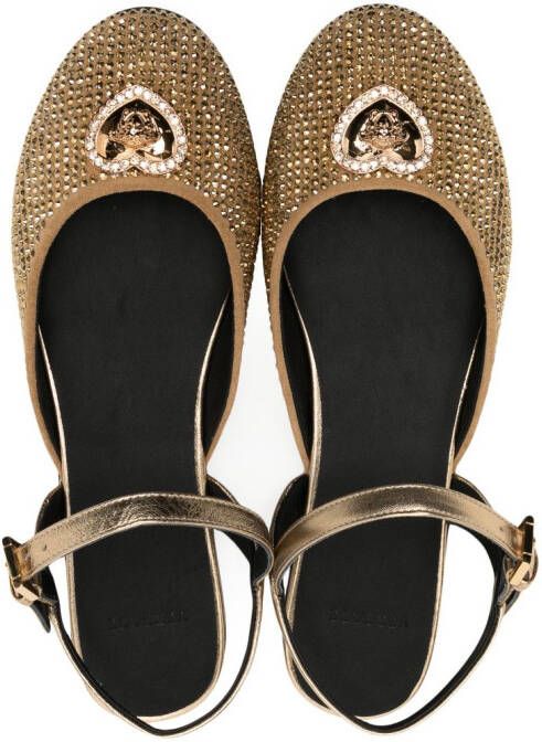 Versace Kids Ballerina's verfraaid met kristallen Goud