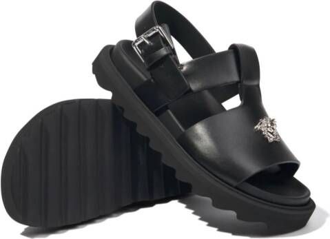 Versace Kids La Medusa leren sandalen Zwart