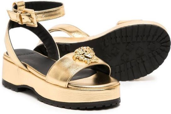 Versace Kids Medusa sandalen met hartpatroon Goud