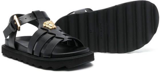 Versace Kids Sandalen met Medusa plakkaat Zwart