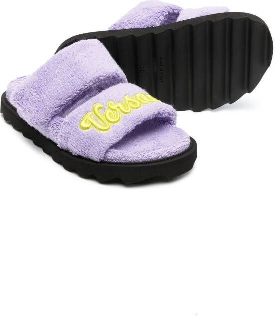 Versace Kids Slippers met logopatch Paars