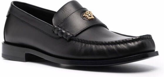 Versace La Medusa leren loafers Zwart