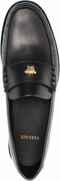 Versace La Medusa leren loafers Zwart