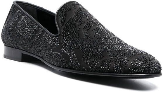 Versace Barocco Silhouette loafers verfraaid met stras Zwart