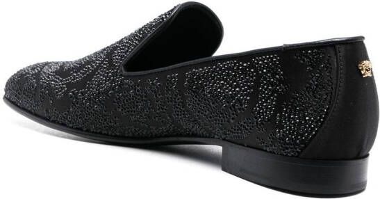 Versace Barocco Silhouette loafers verfraaid met stras Zwart