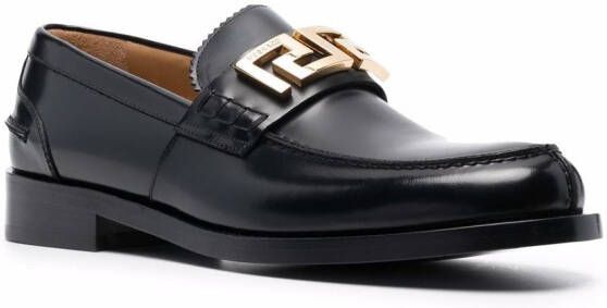 Versace Greca lakleren loafers Zwart