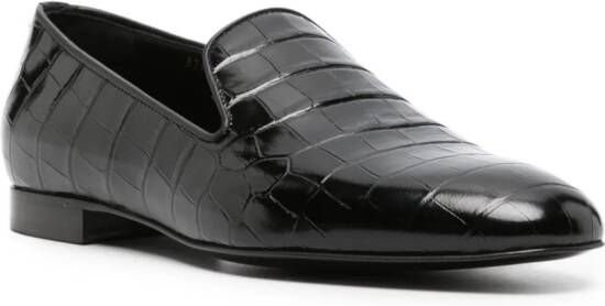 Versace Loafers met krokodillen-reliëf Zwart