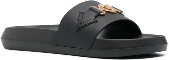 Versace Slippers met Medusa logo en voorgevormd voetbed Zwart