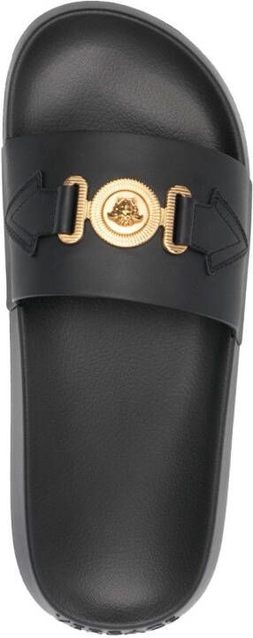 Versace Slippers met Medusa logo en voorgevormd voetbed Zwart