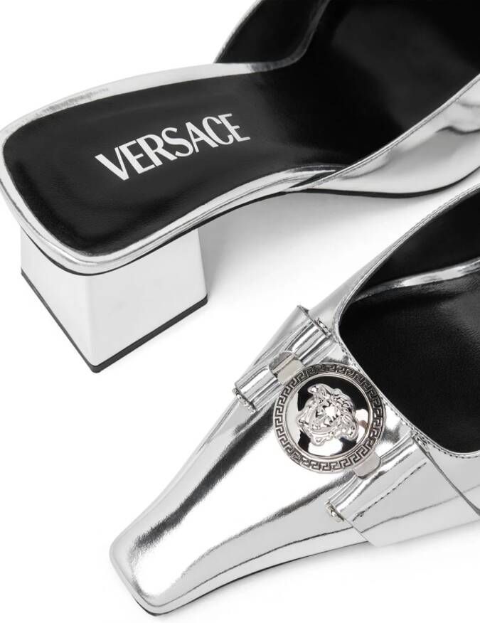 Versace Medusa muiltjes met metallic-effect Zilver