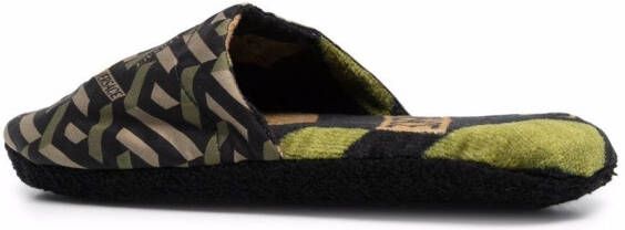 Versace Slippers met geborduurd logo Groen