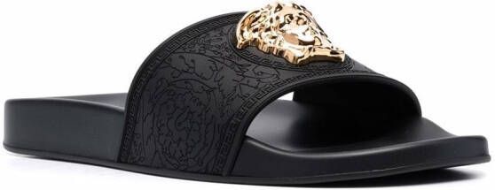 Versace Slippers met Medusa plakkaat Zwart