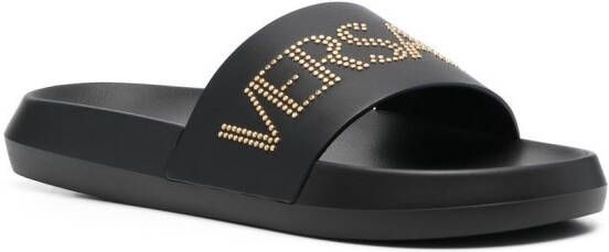 Versace Slippers met studs Zwart