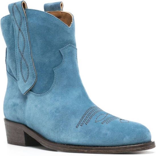 Via Roma 15 Suède cowboylaarzen Blauw