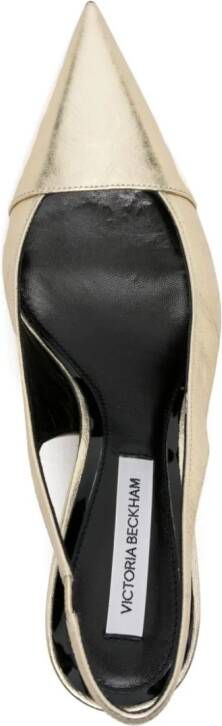 Victoria Beckham 75 mm metallic slingback pumps Goud