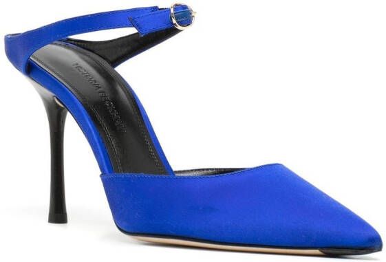 Victoria Beckham Jordy satijnen muiltjes Blauw