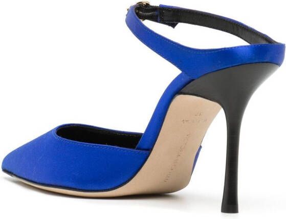 Victoria Beckham Jordy satijnen muiltjes Blauw