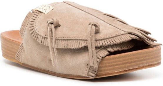 visvim Christo Shaman Folk suède slippers Beige