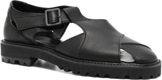 Y's Gurkha leren sandalen Zwart