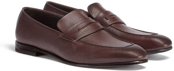 Zegna L'Asola leren loafers Bruin