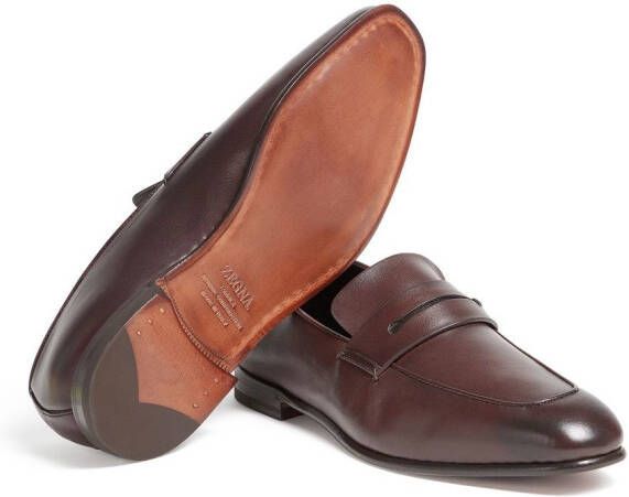 Zegna L'Asola leren loafers Bruin