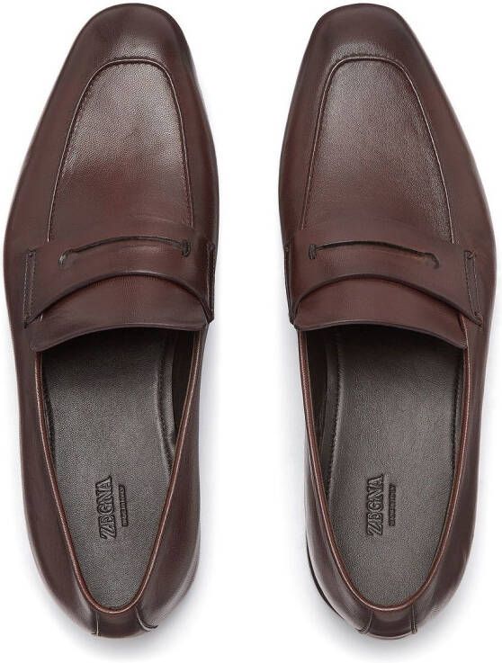 Zegna L'Asola leren loafers Bruin