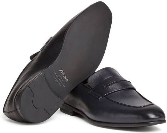 Zegna L'Asola leren loafers Zwart