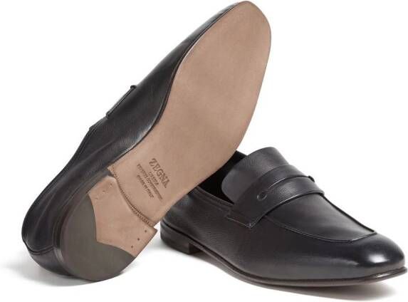 Zegna L'Asola leren loafers Zwart