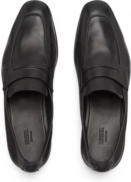 Zegna L'Asola leren loafers Zwart