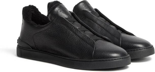 Zegna Triple Stitch leather sneakers Zwart