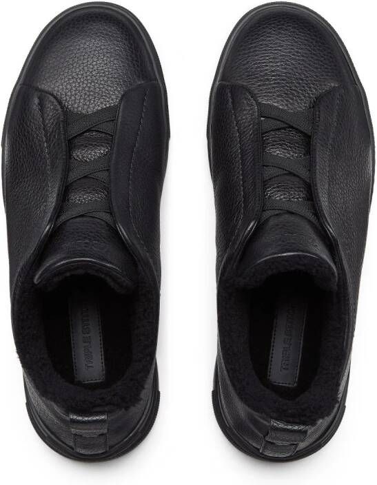 Zegna Triple Stitch leather sneakers Zwart