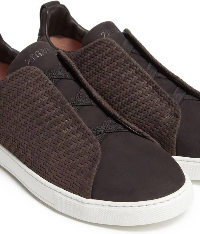 Zegna Triple Stitch Pelletessuta sneakers Bruin