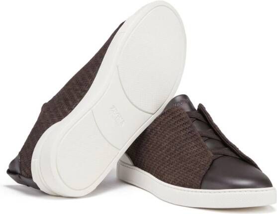 Zegna Triple Stitch Pelletessuta sneakers Bruin