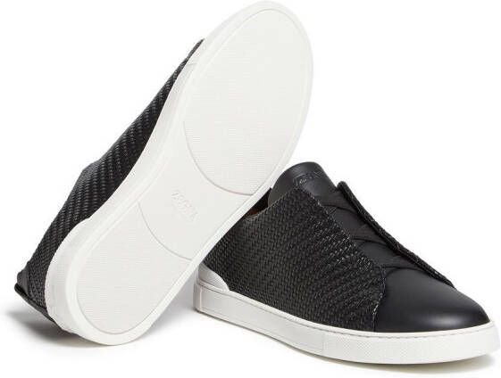 Zegna PelleTessuta slip-on sneakers Zwart