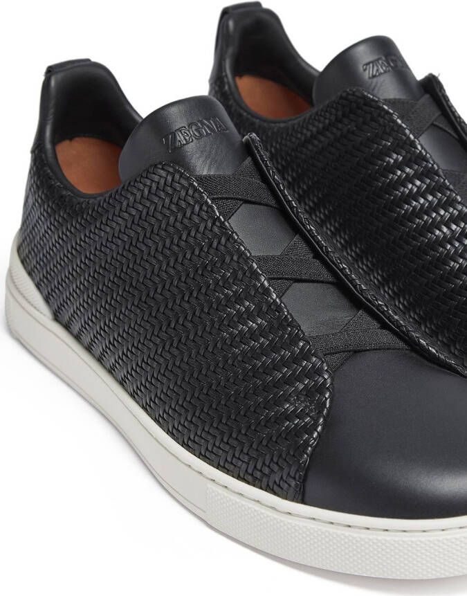 Zegna PelleTessuta slip-on sneakers Zwart