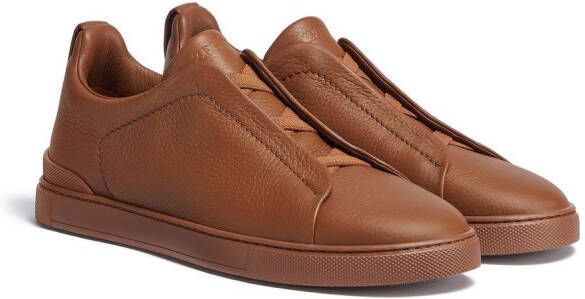 Zegna Triple Stitch leren sneakers Bruin