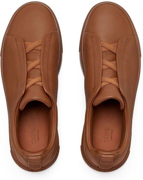 Zegna Triple Stitch leren sneakers Bruin