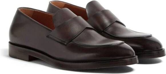 Zegna Torino leren loafers Bruin