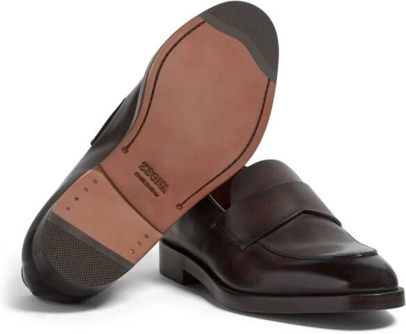 Zegna Torino leren loafers Bruin