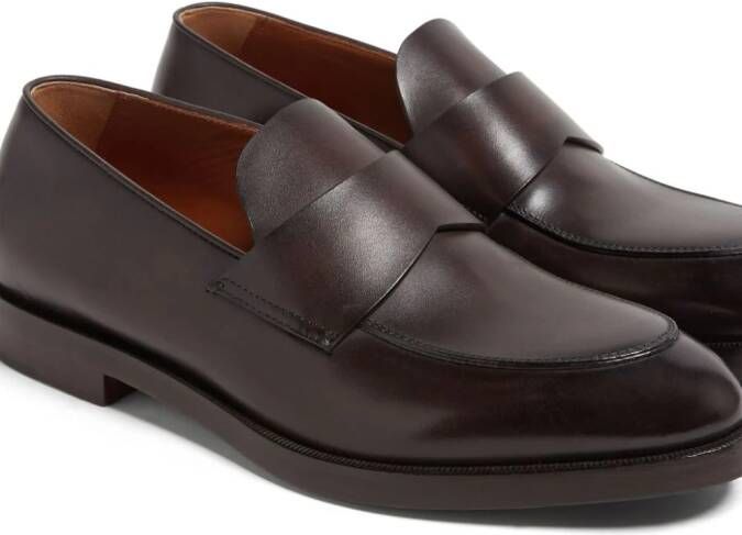 Zegna Torino leren loafers Bruin