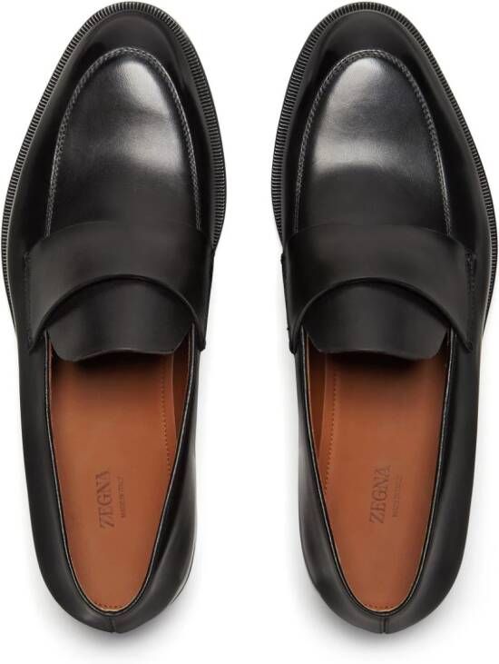 Zegna Torino leren loafers Zwart