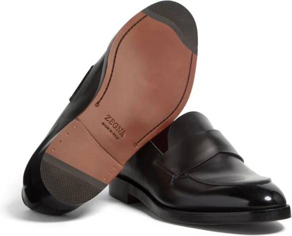 Zegna Torino leren loafers Zwart