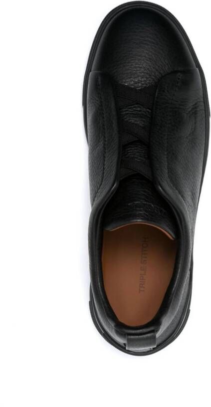 Zegna Triple Stitch leren sneakers Zwart