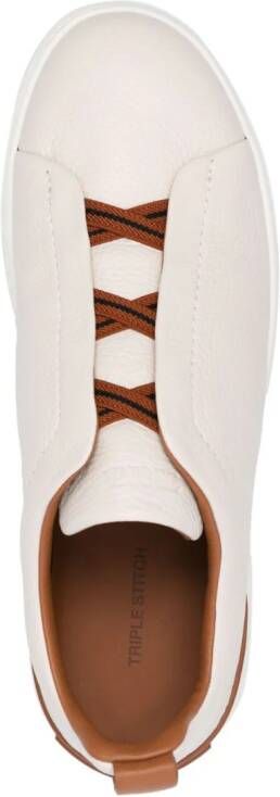 Zegna Triple Stitch leren sneakers Beige