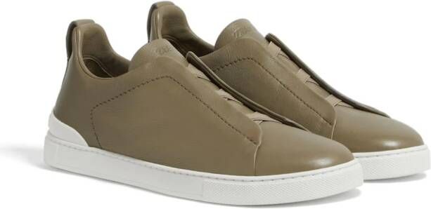 Zegna Triple Stitch leren sneakers Groen