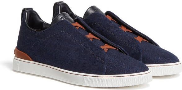 Zegna Triple Stitch low-top sneakers Blauw