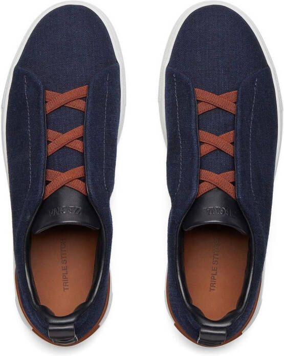 Zegna Triple Stitch low-top sneakers Blauw