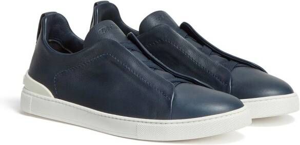 Zegna Secondskin Triple Stitch leren sneakers Blauw